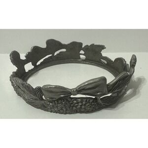 1995 Seagull Canada Etain Pewter Zinn Candle Holder 4" Pinecone Bows Decor Markd